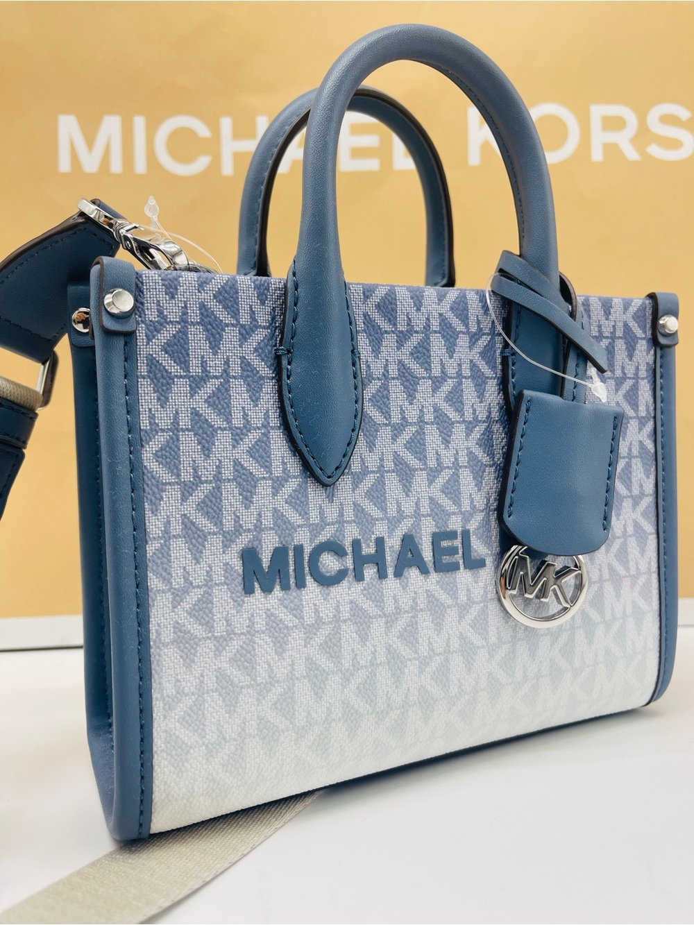 Michael Kors Mirella Extra-Sm Ombré Logo Crossbody XBODY Shopper Bag
Denim 
NWT